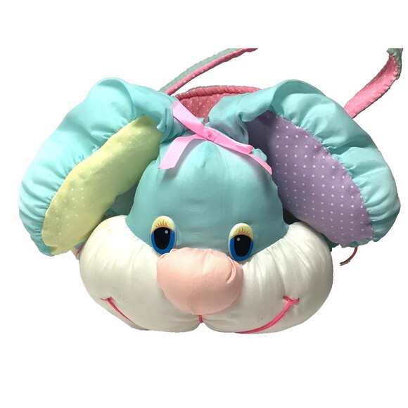 Vintage T.L.Toys Easter Basket Nylon Bunny Rabbit Stuffed Animal 1989 - Picture 1 of 4